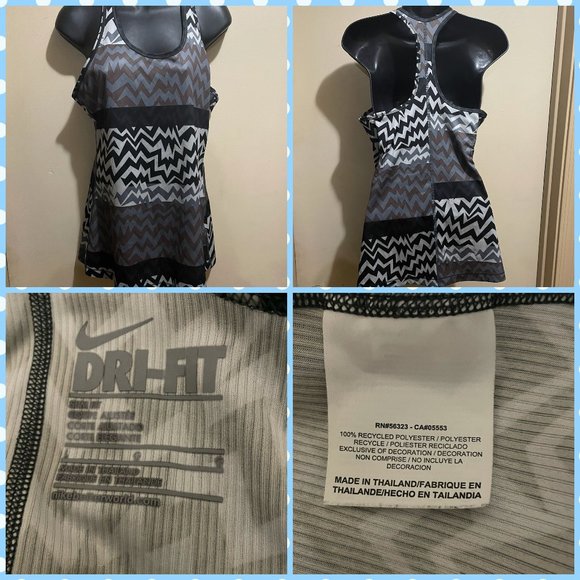 Nike Dri Fit Tank Top Womens SLIM FIT SZ L ZIG ZAG - Picture 1 of 13
